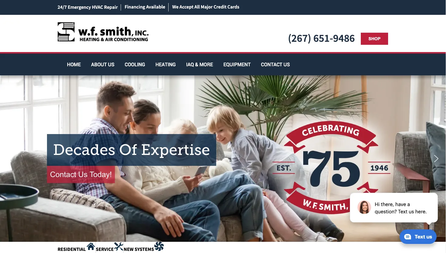 W.F. Smith, Inc. website screenshot