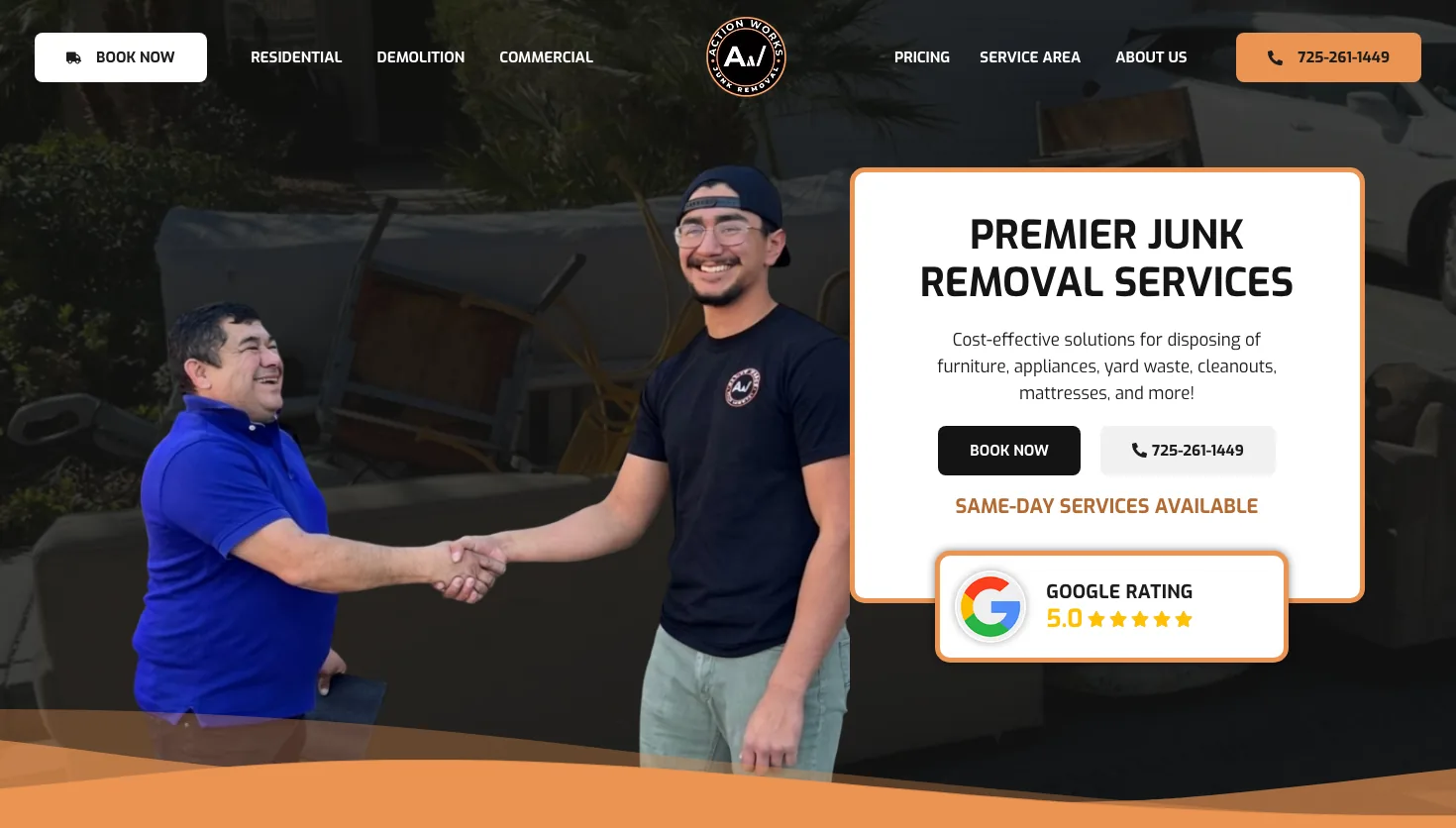 Action Works Junk Removal website screenshot