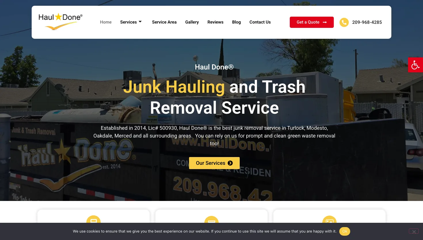 Haul Done Trash Removal & Junk Removal website screenshot
