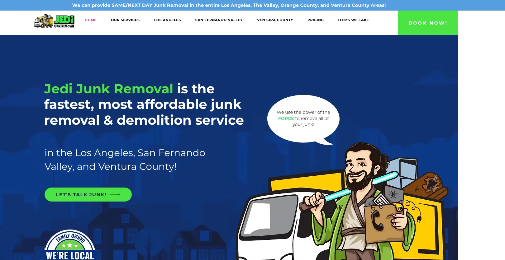 JEDI Junk Removal website screenshot