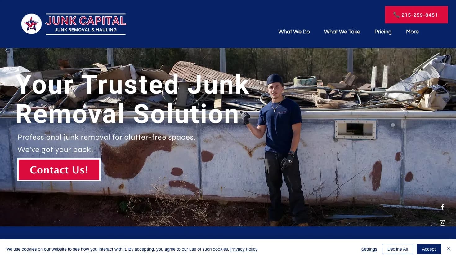 Junk Capital - Junk Removal & Hauling website screenshot