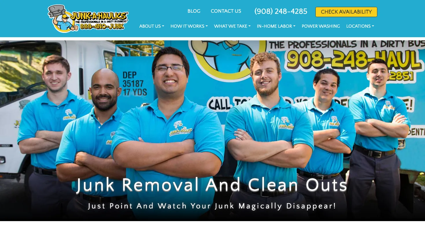Junk-A-Haulics website screenshot