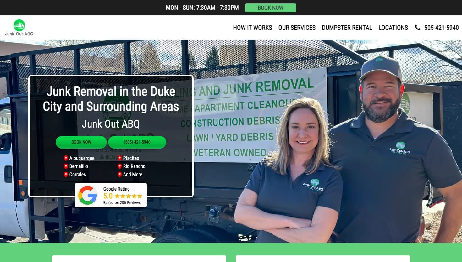 JunkoutABQ website screenshot