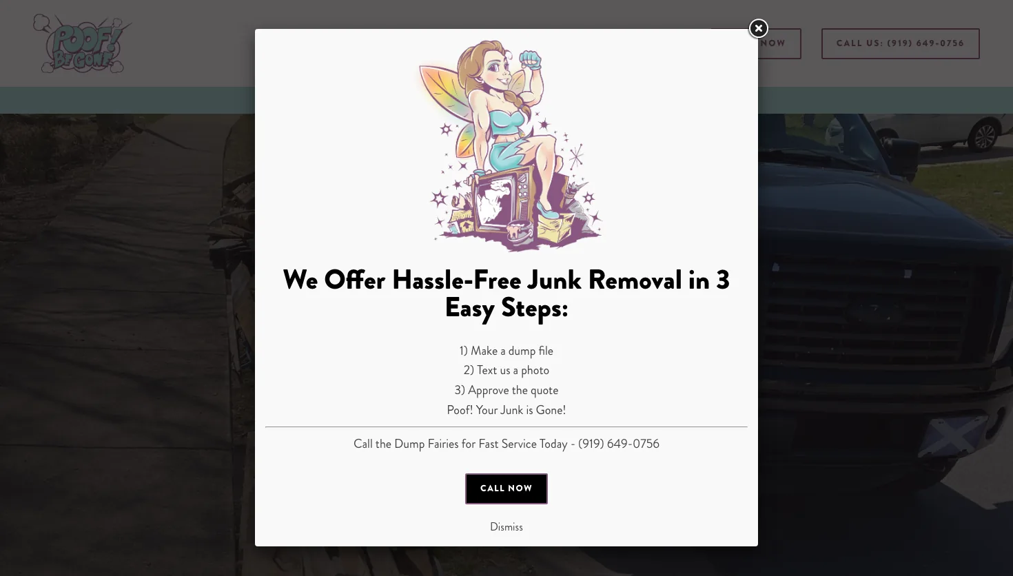 Poof Be Gone website screenshot