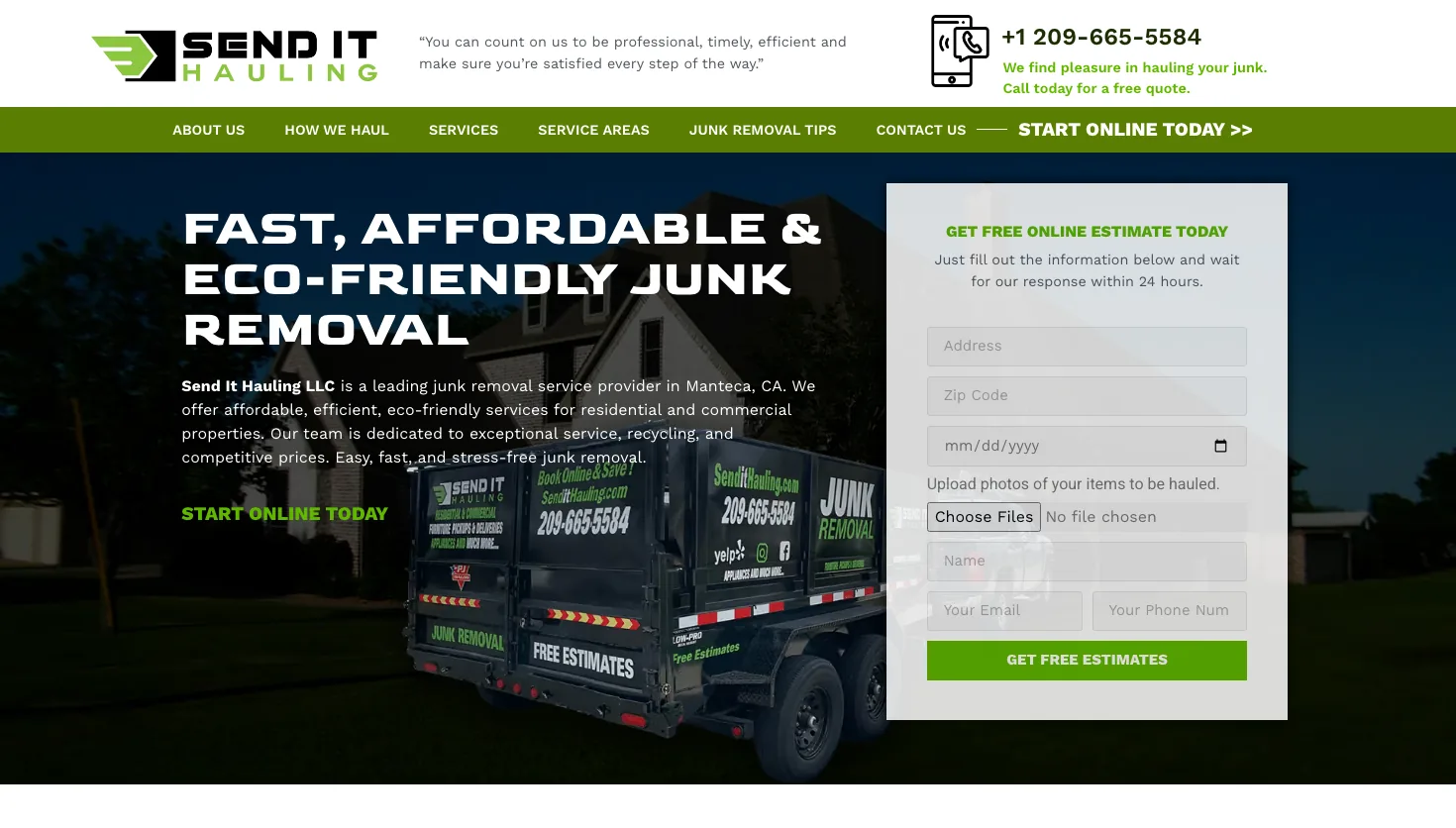 Send It Hauling & Junk Removal LLC website screenshot