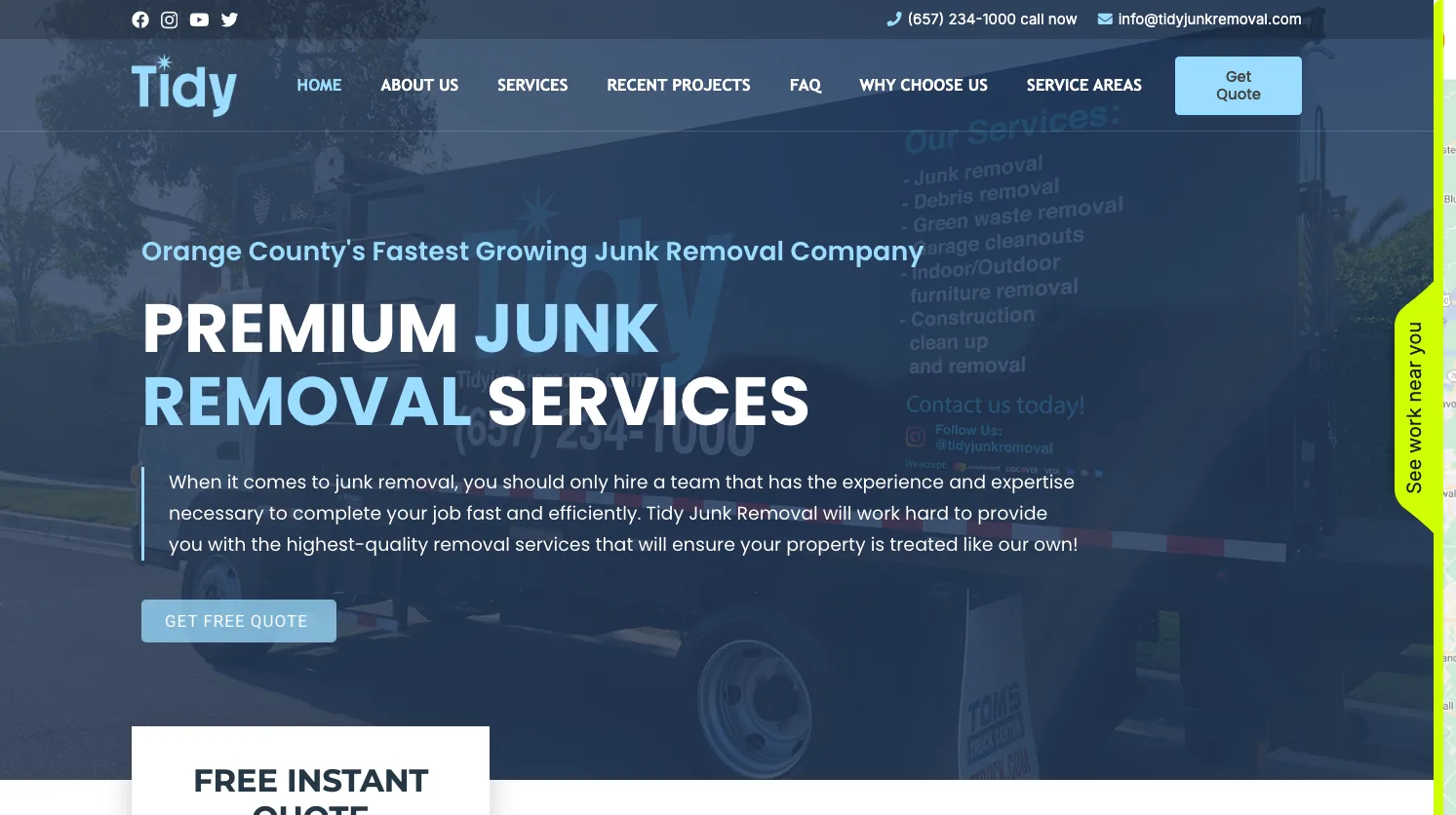 Tidy Junk Removal website screenshot