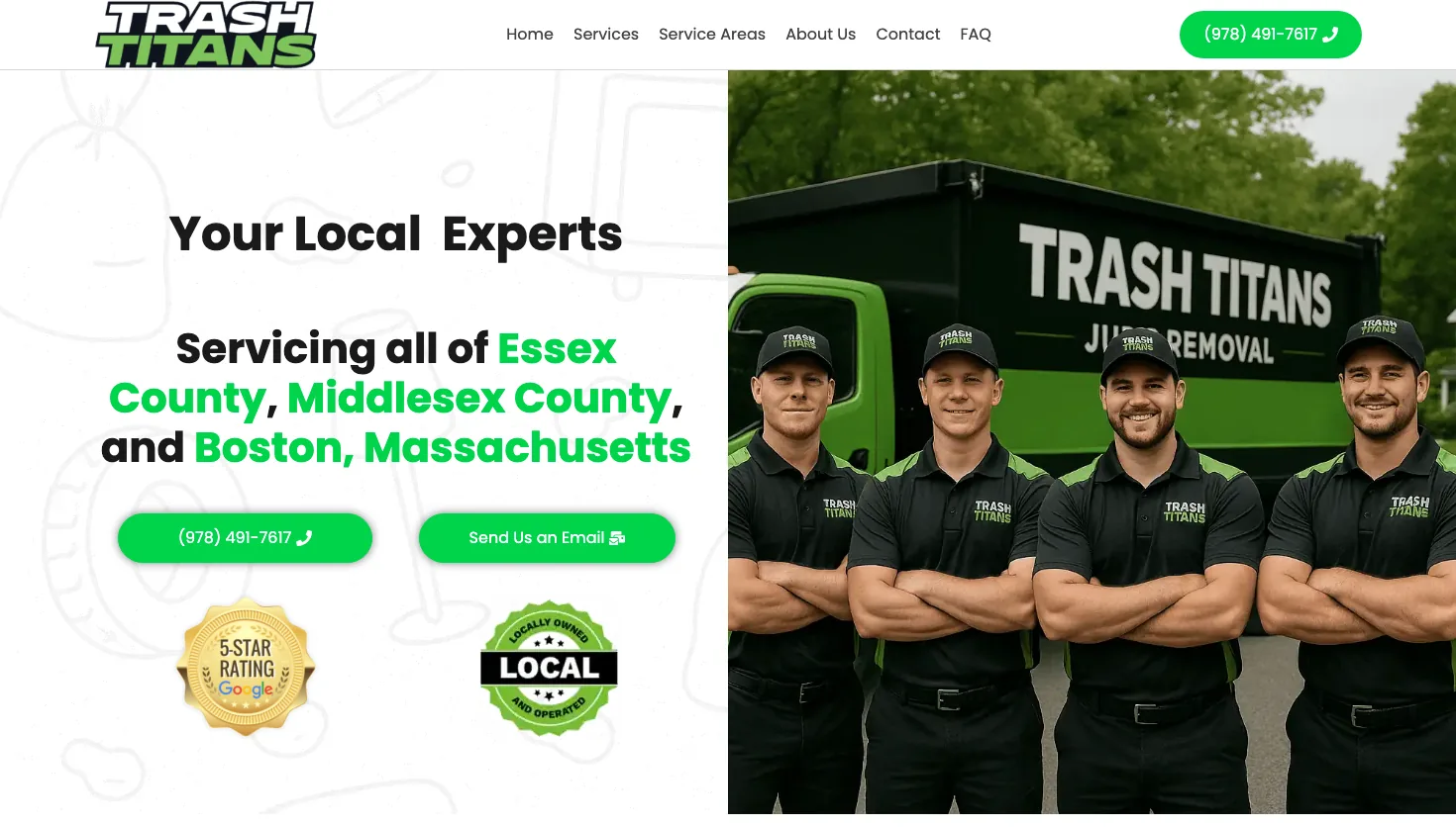 Trash Titans Junk Removal website screenshot