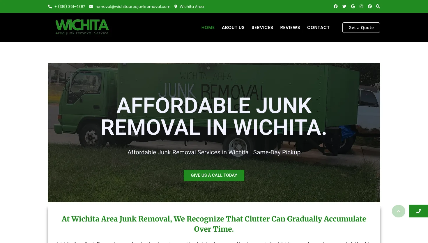 Wichita Area Junk Removal website screenshot