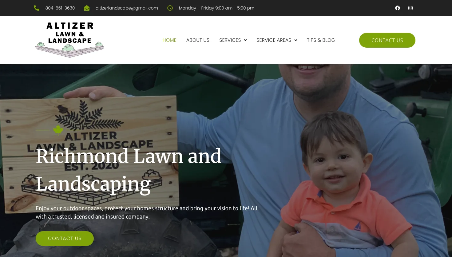 Altizer Lawn & Landscape LLC website screenshot