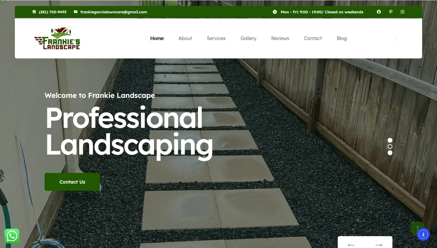 Frankie’s Landscape LLC website screenshot