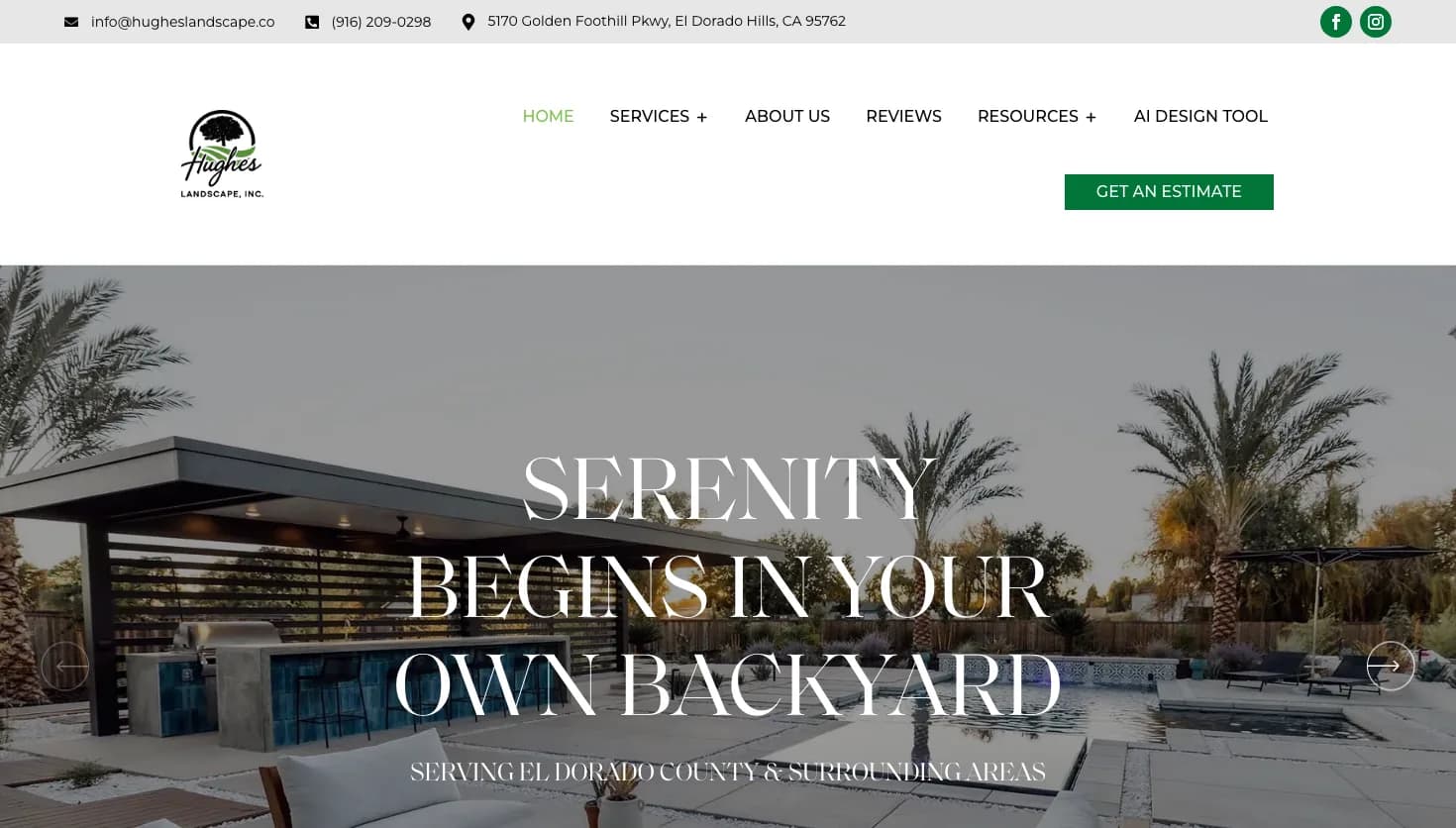 Hughes Landscape Inc. website screenshot