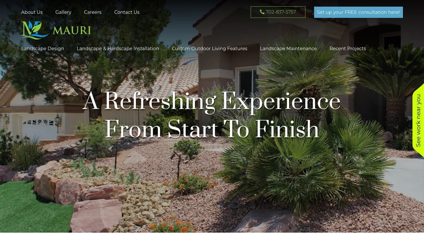 Mauri Landscapes, LTD website screenshot
