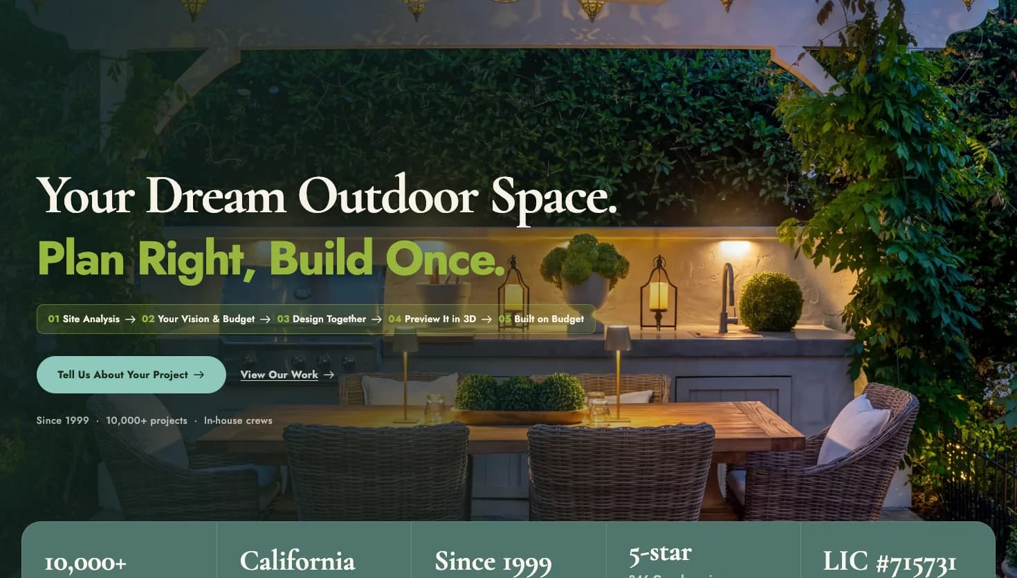 Pacific Outdoor Living website screenshot