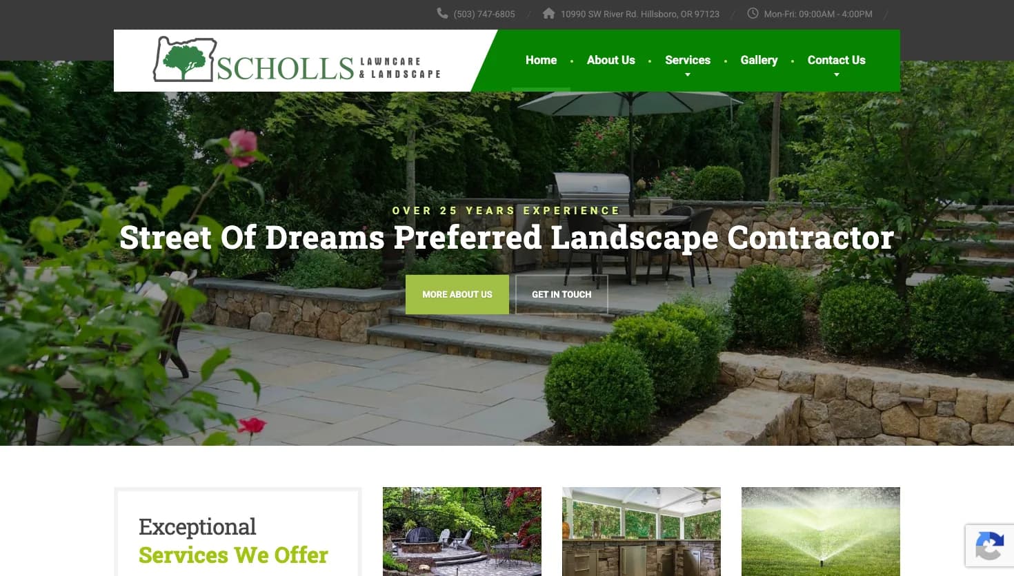Scholls Lawncare & Landscape, LLC website screenshot
