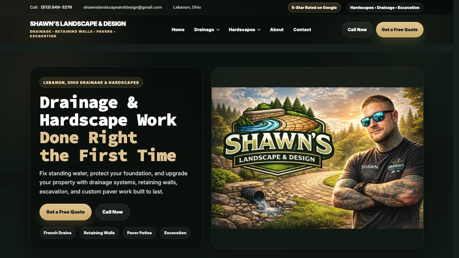 Shawn's landscape and design website screenshot
