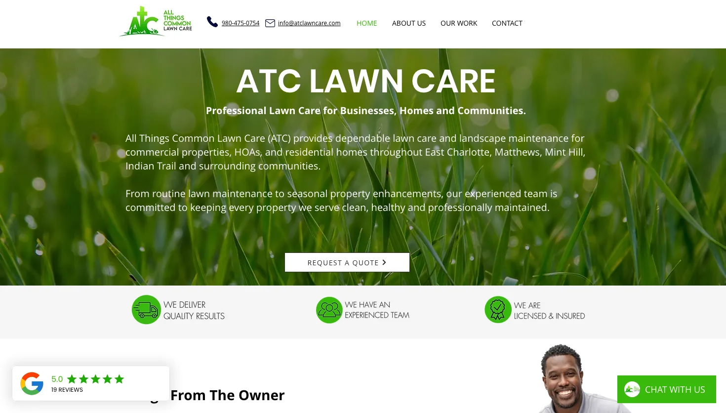 ATC LAWN CARE website screenshot