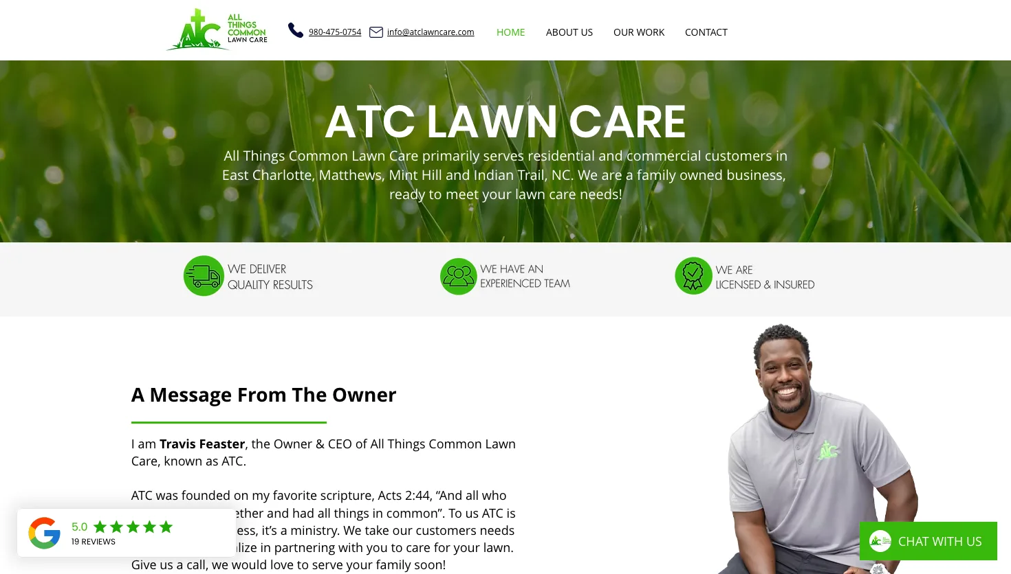 All Things Common Lawn Care website screenshot