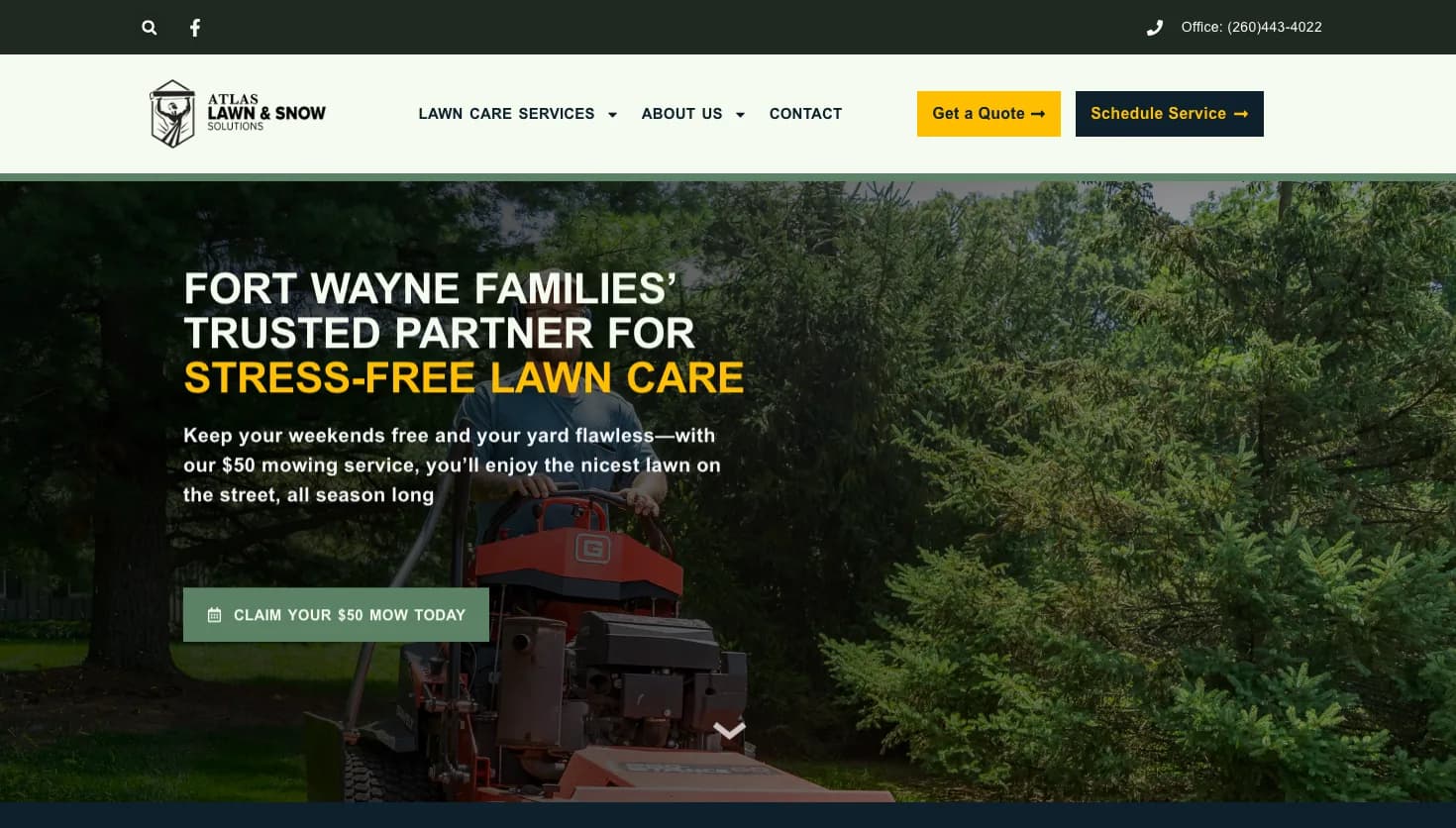 Atlas Lawn and Snow Solutions of Fort Wayne Indiana website screenshot
