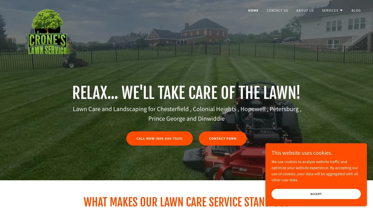 Crone's Lawn Service website screenshot