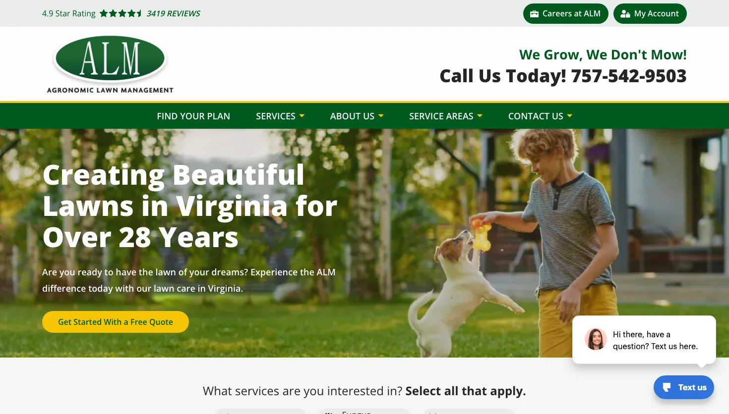 Agronomic Lawn Management website screenshot
