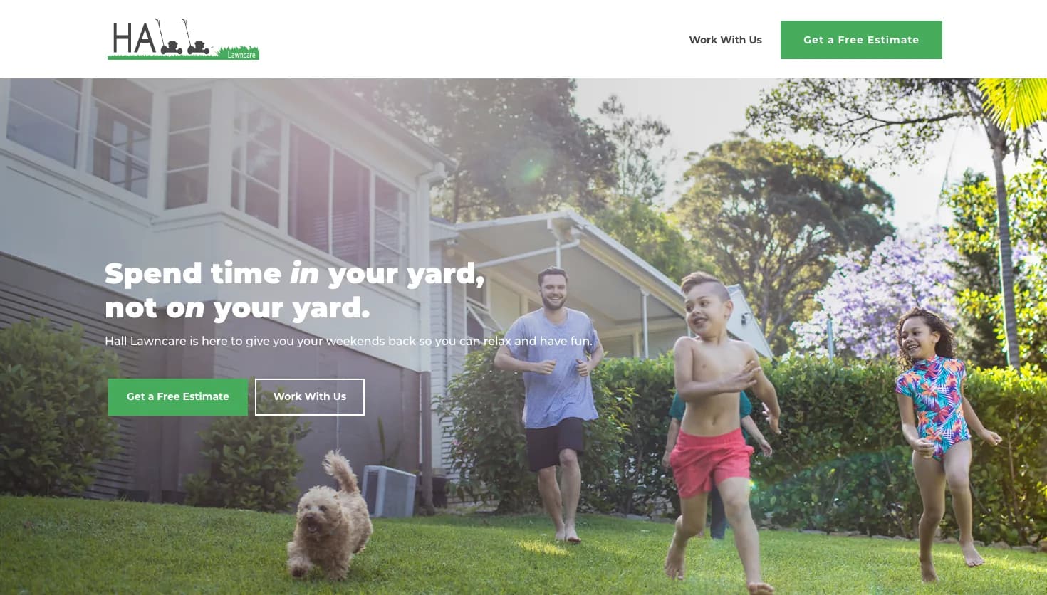Hall Lawncare LLC website screenshot