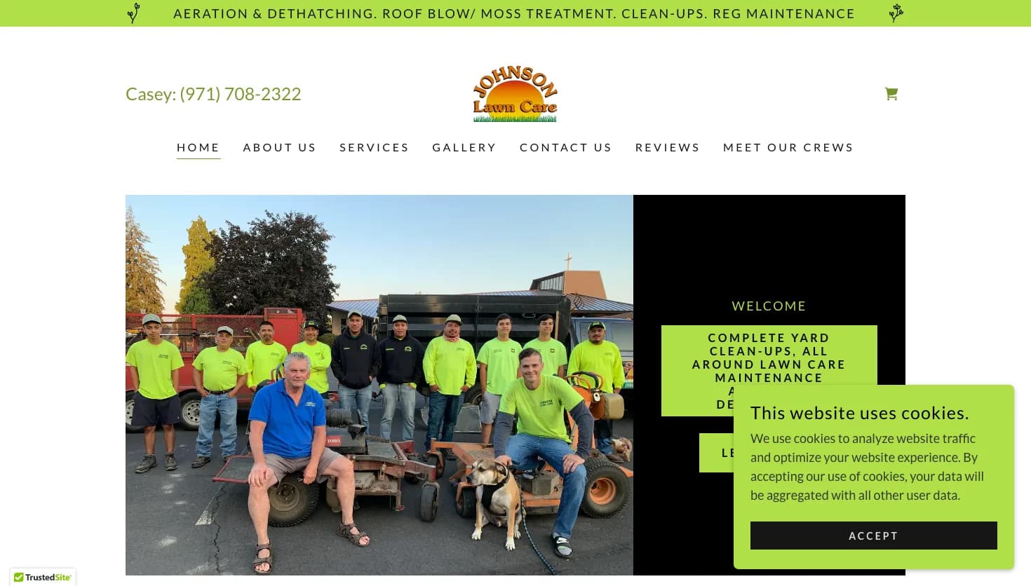 Johnson Lawn Care Services website screenshot