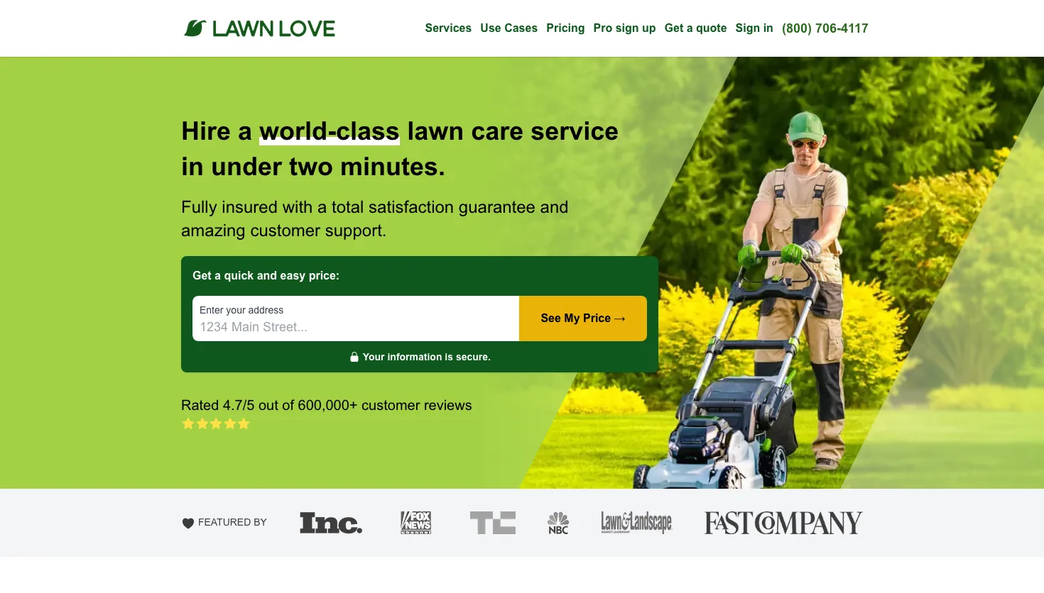 Lawn Love Lawn Care of Houston website screenshot