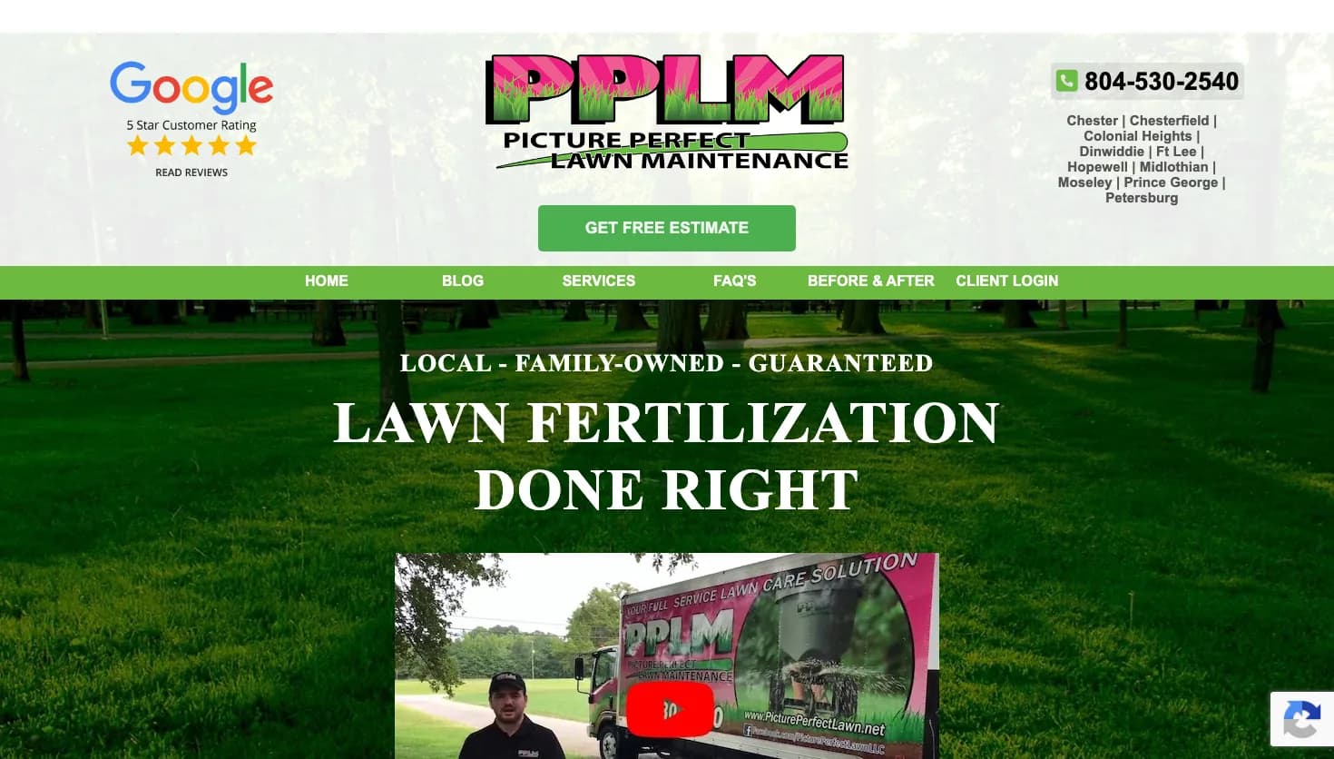 Picture Perfect Lawn Maintenance website screenshot