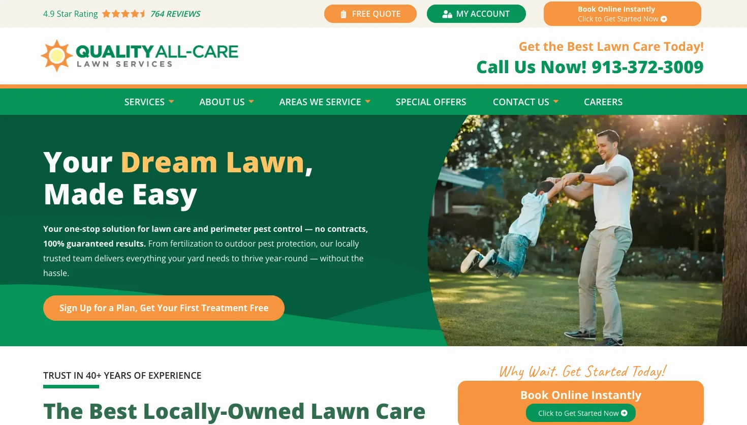 Quality All-Care Lawn Services website screenshot