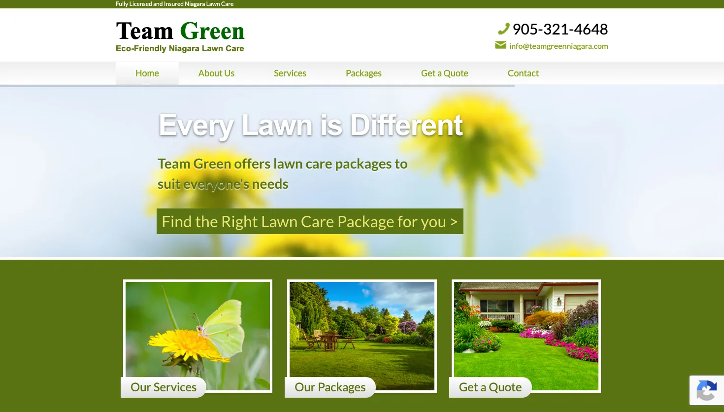 Team Green Lawn Care website screenshot