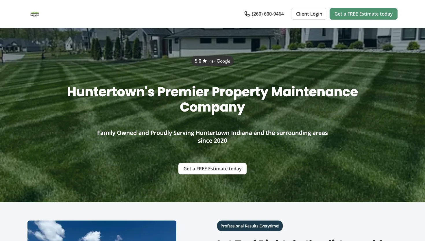 Turf Right Lawn Care website screenshot