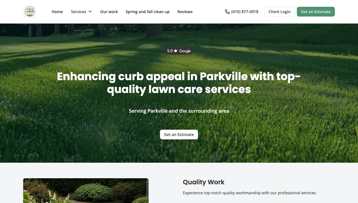 Ty’s LawnCare Service, LLC website screenshot