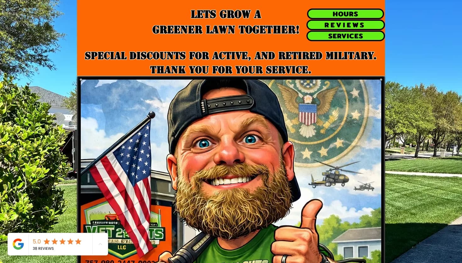 Vet 214 Cuts Lawn Care Service LLC website screenshot