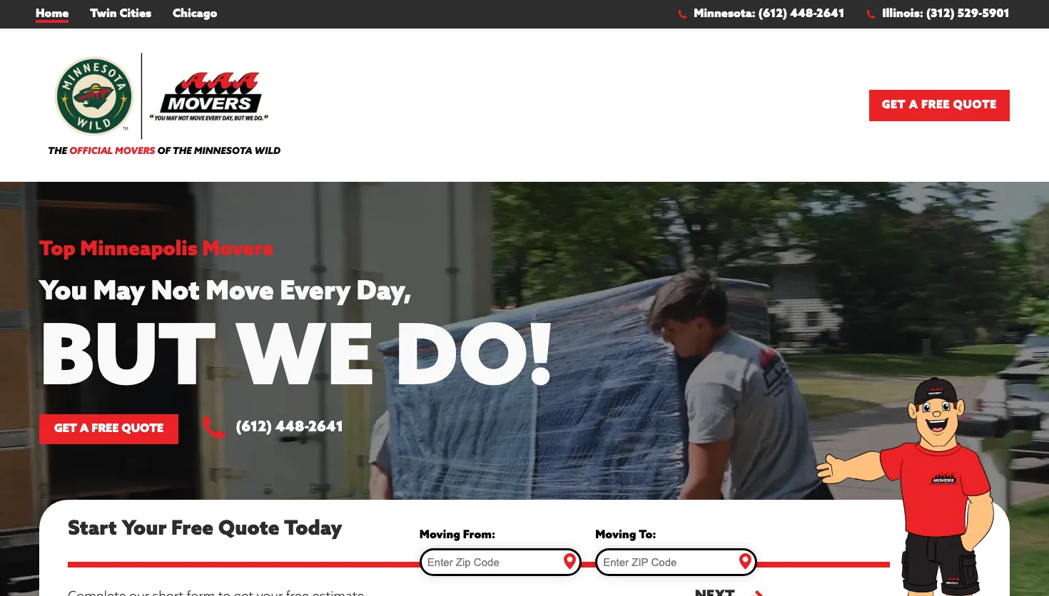 AAA Movers LLC website screenshot