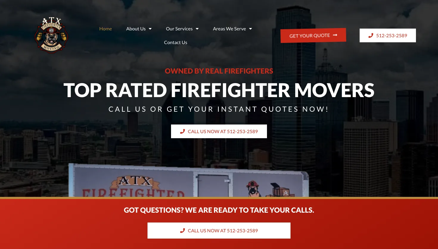 ATX Firefighter Moving website screenshot