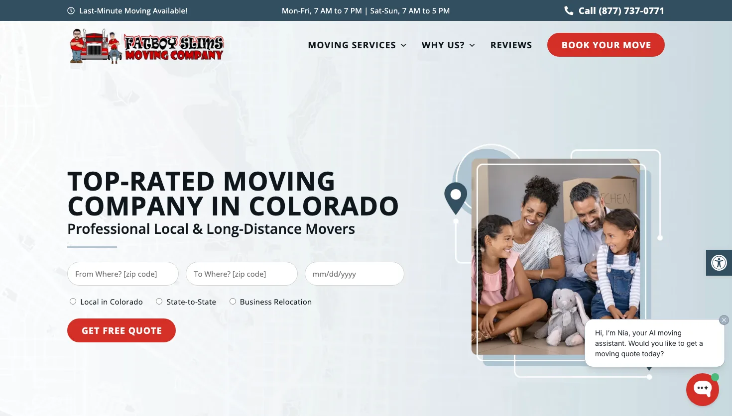 Fatboy Slims Moving Company website screenshot