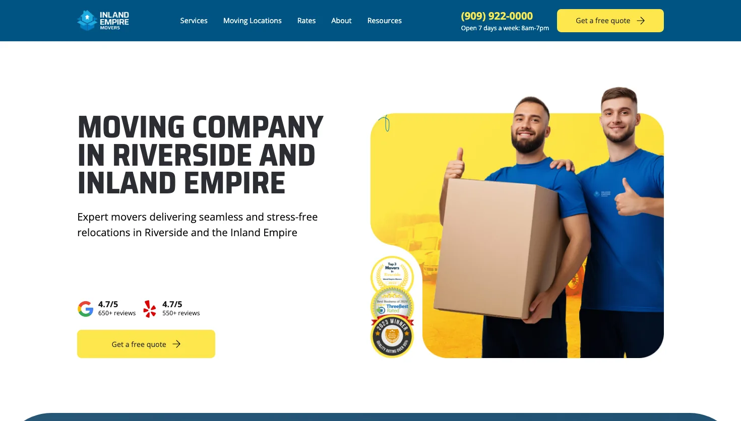 Inland Empire Movers website screenshot