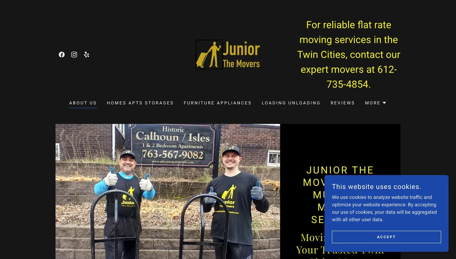 Junior The Movers website screenshot