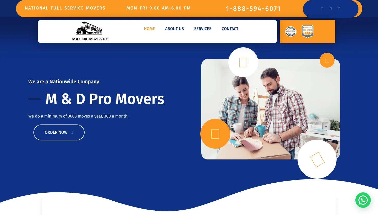 M & D Pro Movers website screenshot