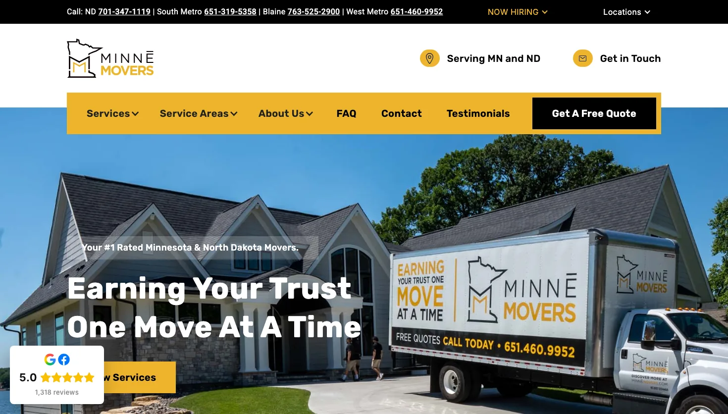 Minne Movers website screenshot