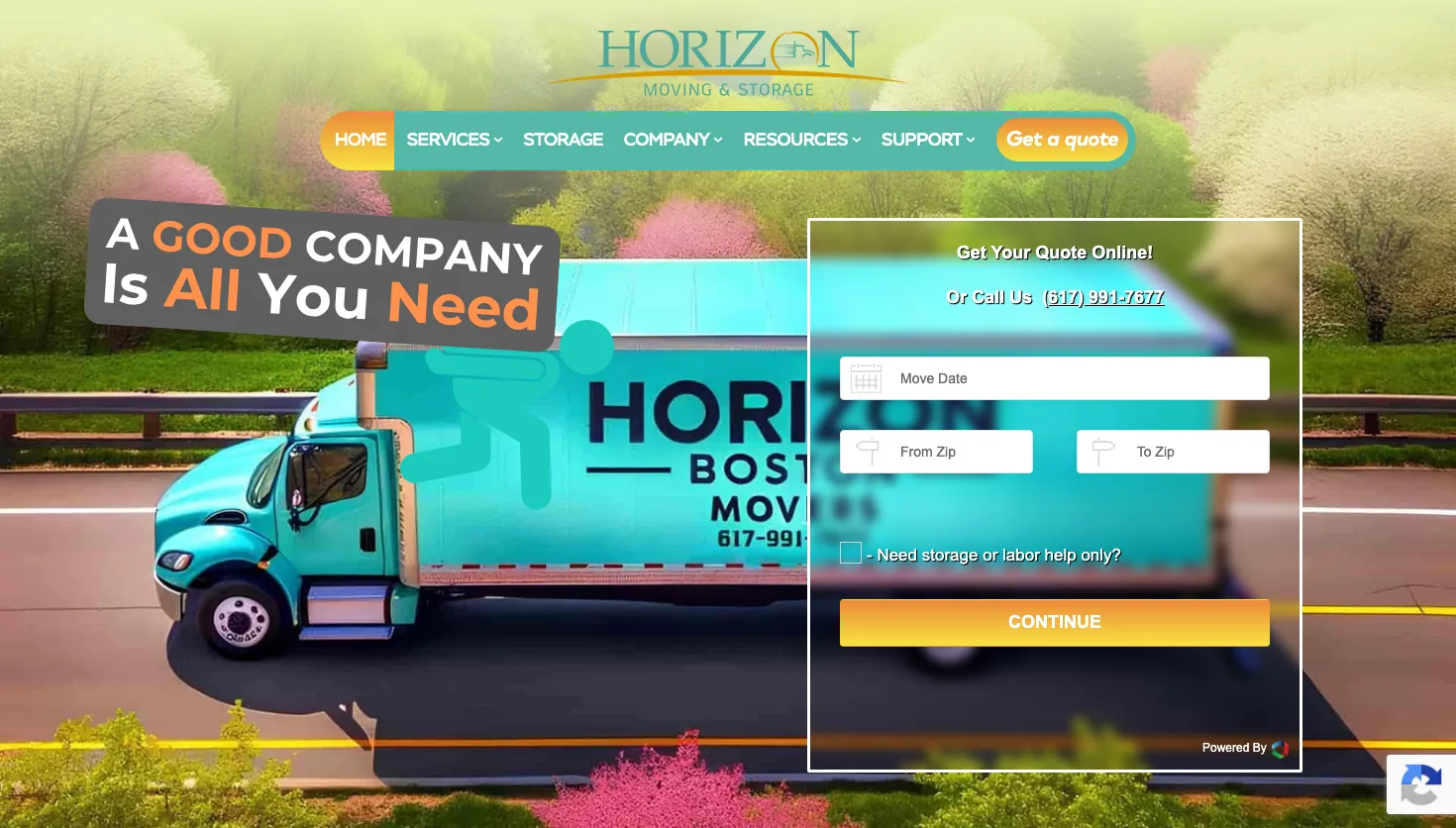 Horizon Boston Movers website screenshot