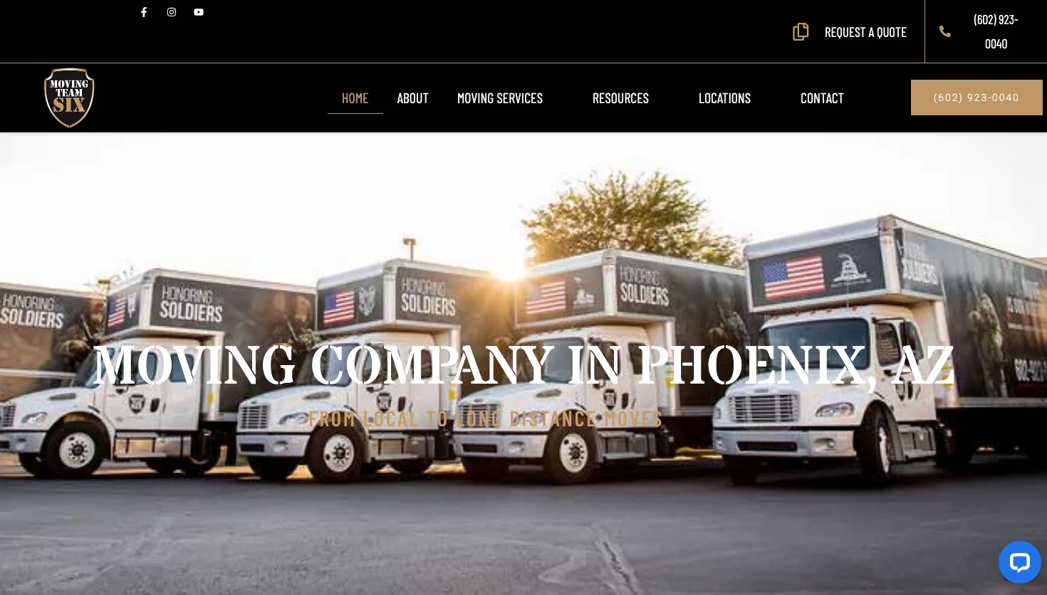 Moving Team Six Moving and Storage website screenshot