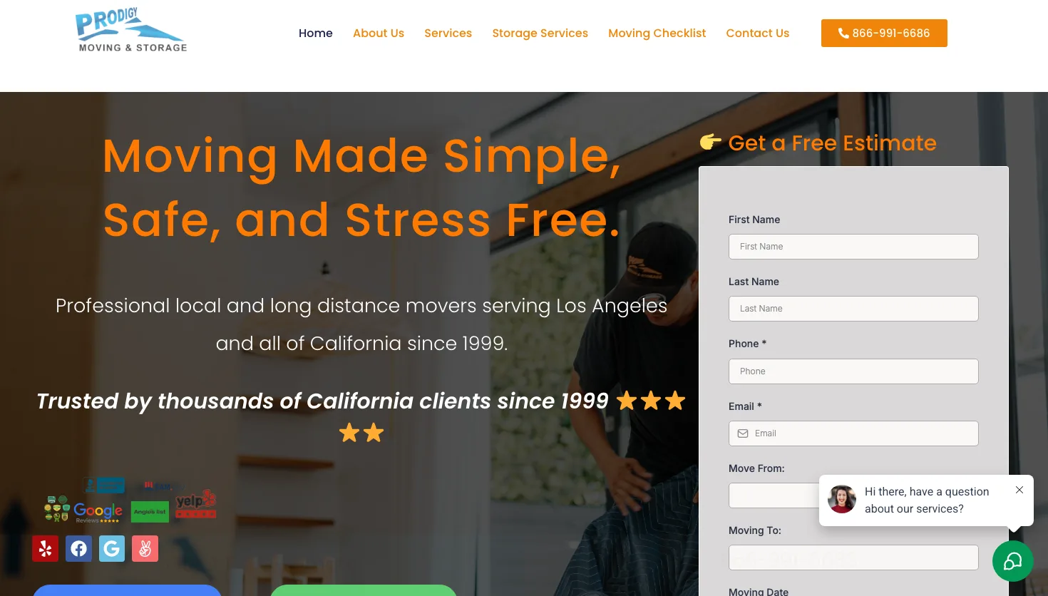 Prodigy Movers website screenshot