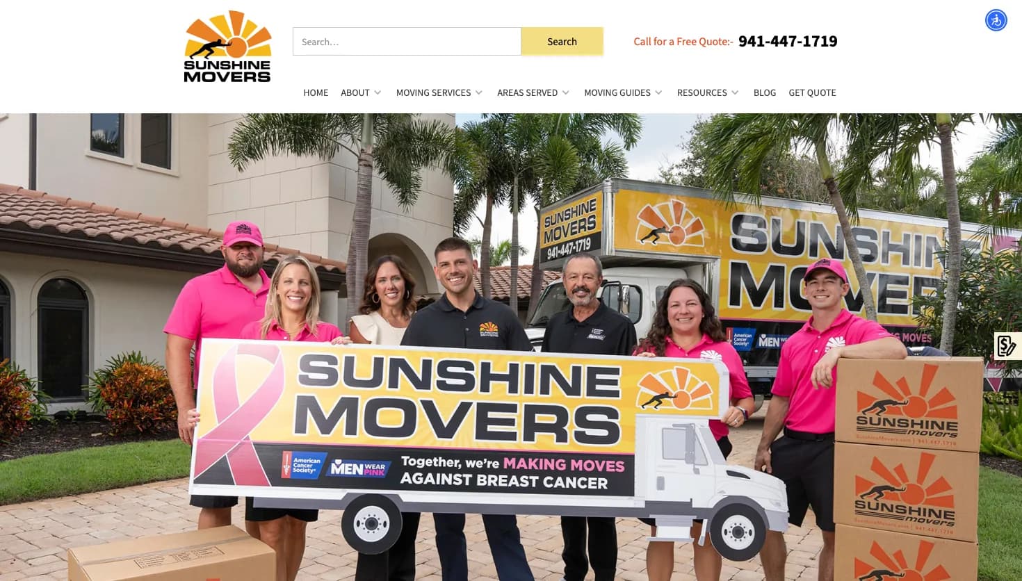 Sunshine Movers of Sarasota LLC website screenshot