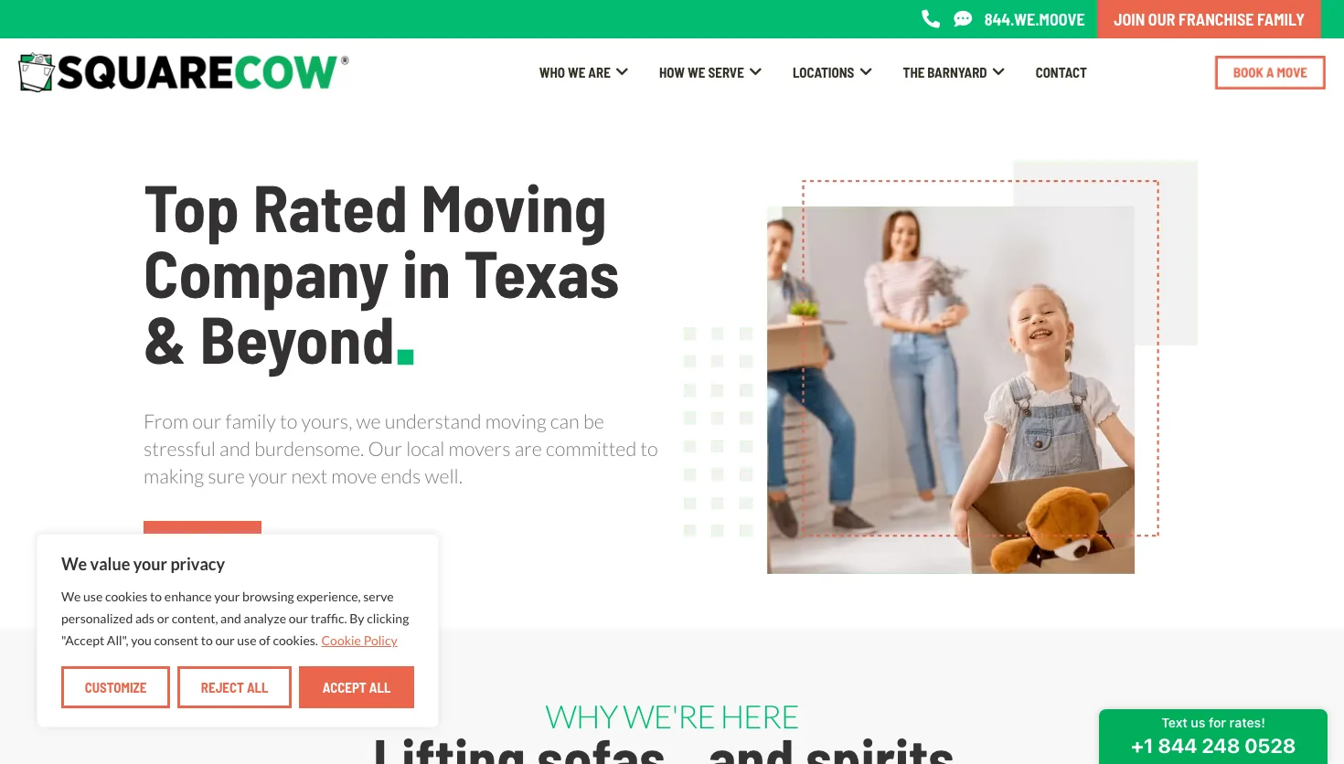 Square Cow Movers website screenshot
