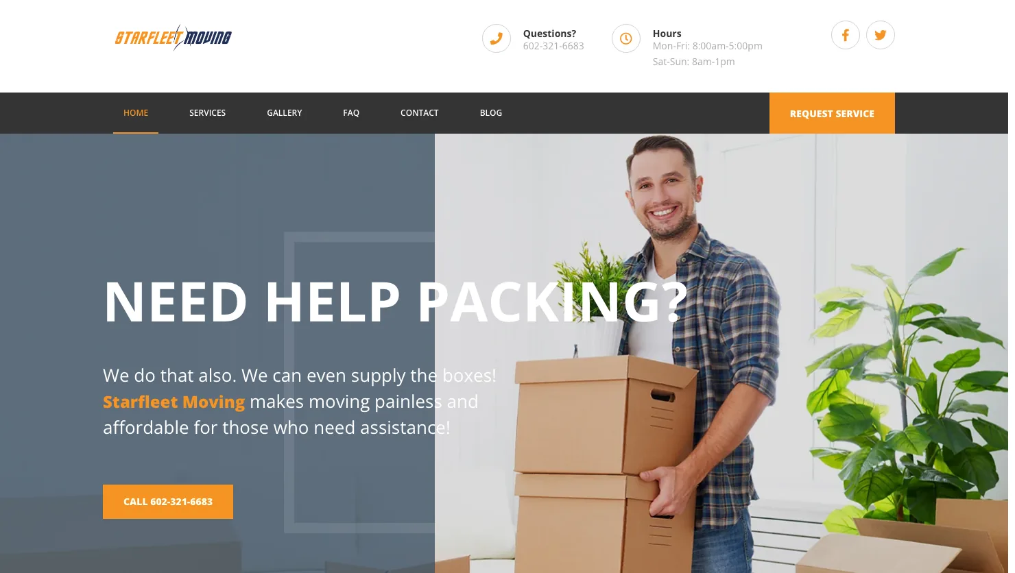 Starfleet Moving website screenshot