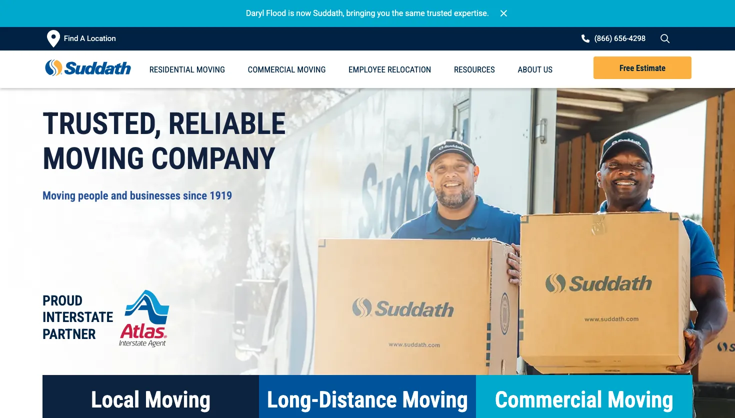 Suddath Moving & Storage website screenshot