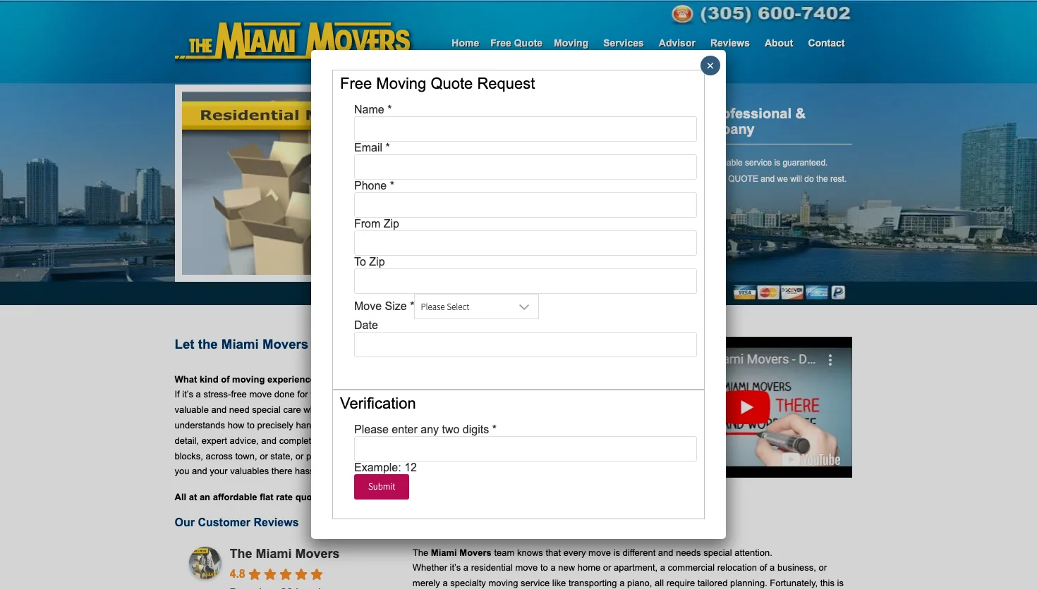 The Miami Movers website screenshot