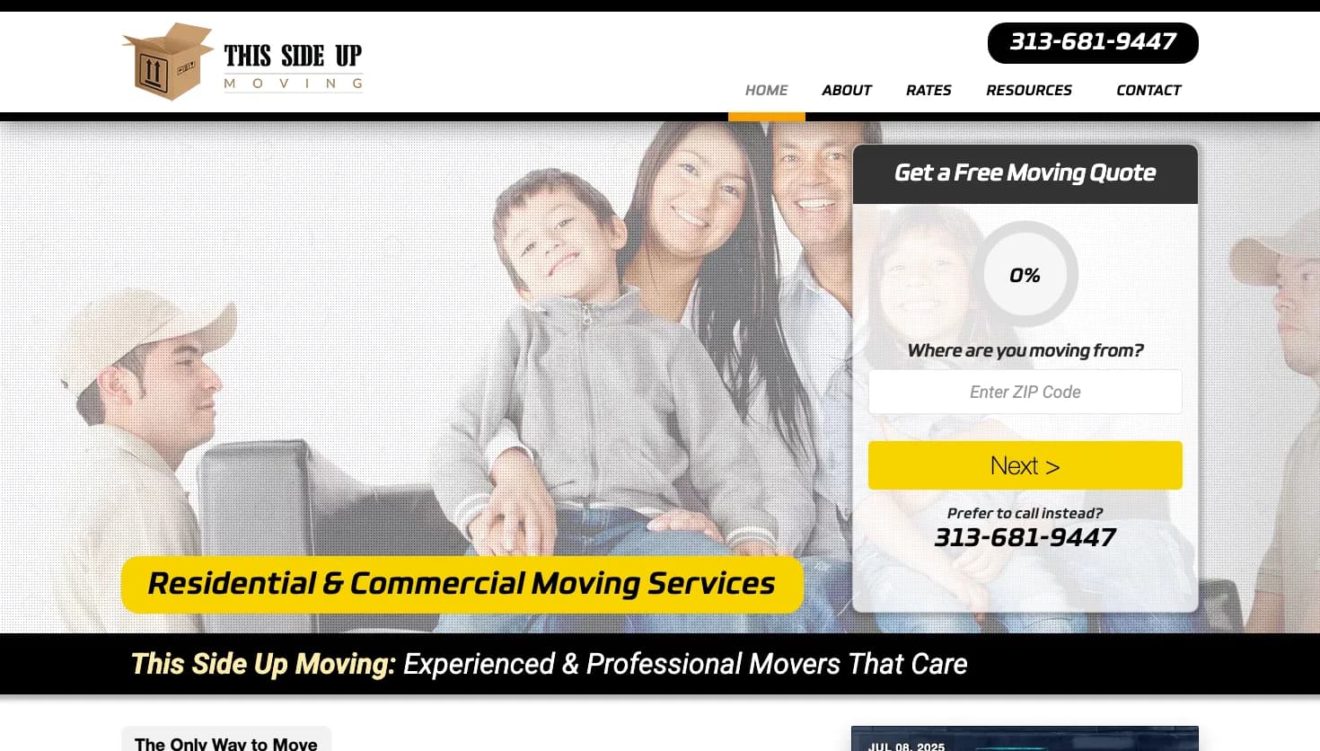 This Side Up Moving Company website screenshot