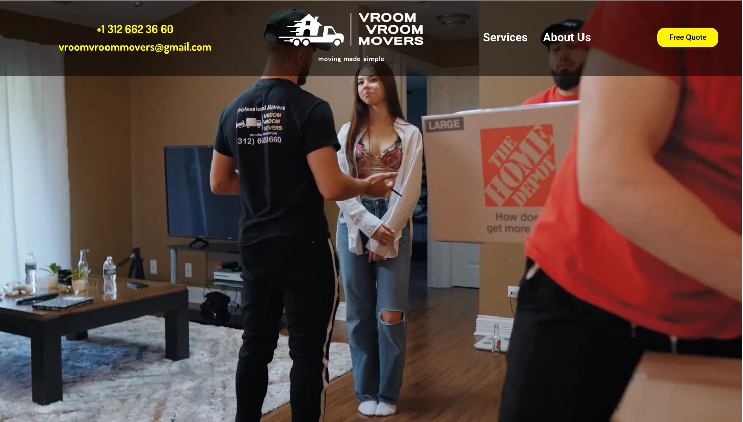 Vroom Vroom Movers website screenshot
